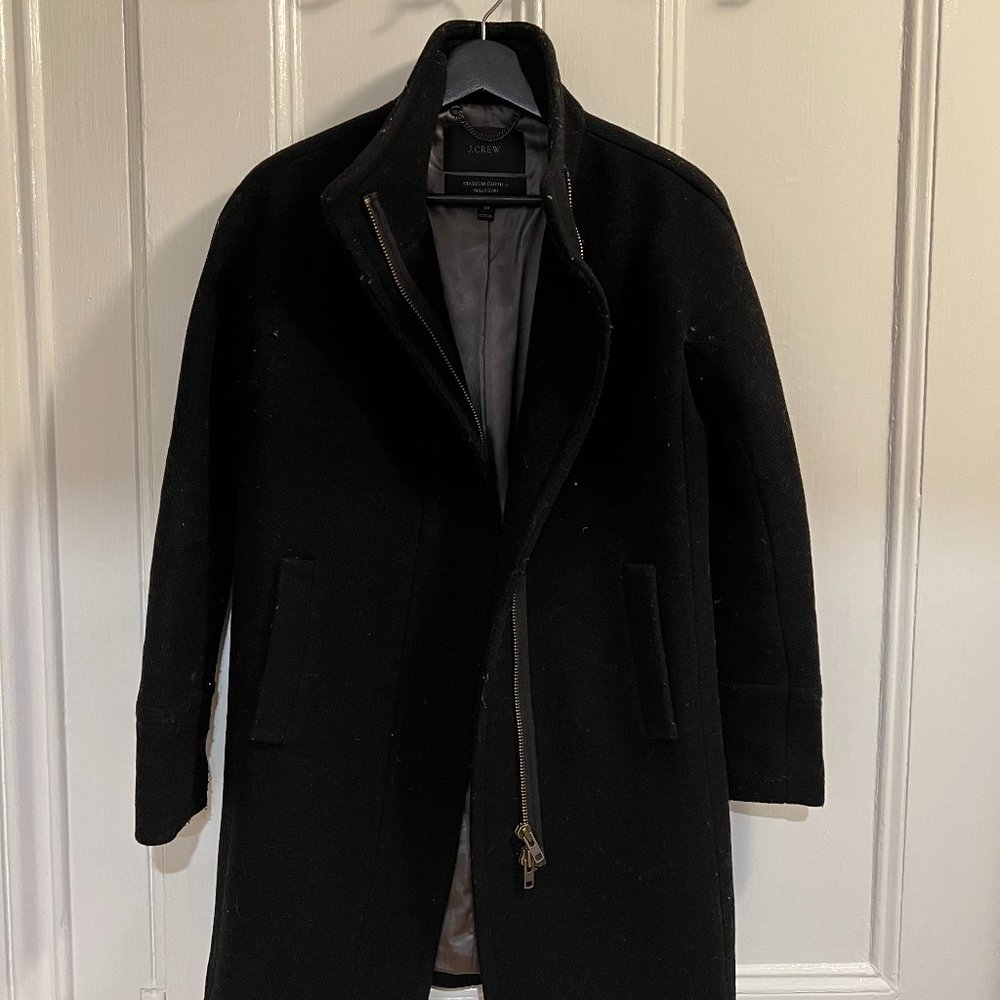 J.Crew Cocoon Stadium Cloth Coat Size 00 Black
